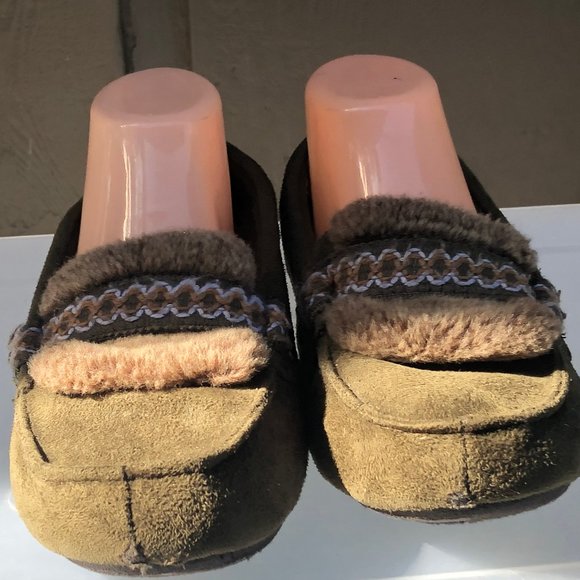 Isotoner Faux Fur Olive Slip on Shoes Size M(7) - Picture 2 of 9